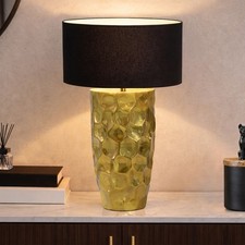 Tischlampe AURELIA - 55cm - gold schwarz - Metall Stoffschirm - Hammerschlag