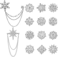 Silver Rhinestone Brooches Pin Kits Crystal Pearl Brooches for Bouquets for Wedd