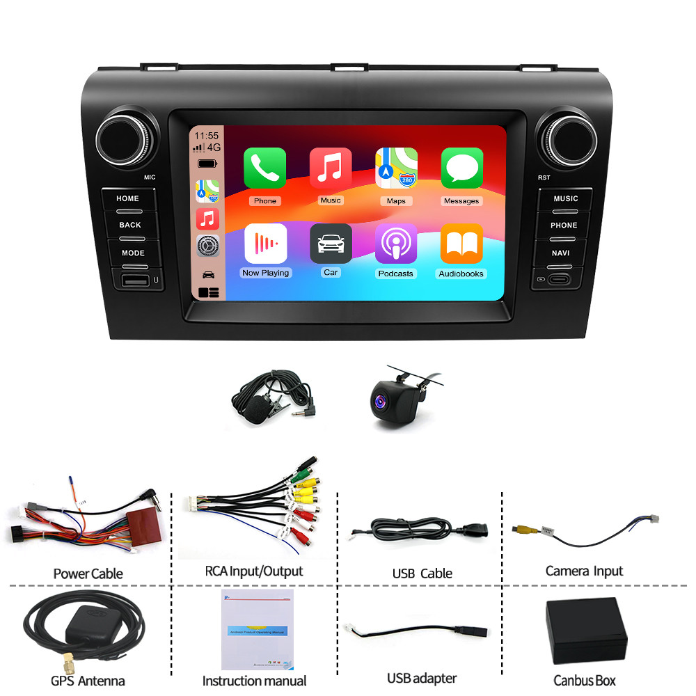 Per Mazda 3 2003-2009 Apple Carplay Autoradio Android 14 2+64G GPS Navi WIFI RDS foto 5