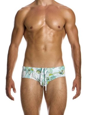 MODUS VIVENDI Jugendstil Badehose mit Blumenmuster, schnelltrocknend, verstellbare Passform