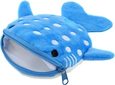 Mabor Shark Coin Purse Plush Small Kawaii Zipper Keychain Wallet for Women