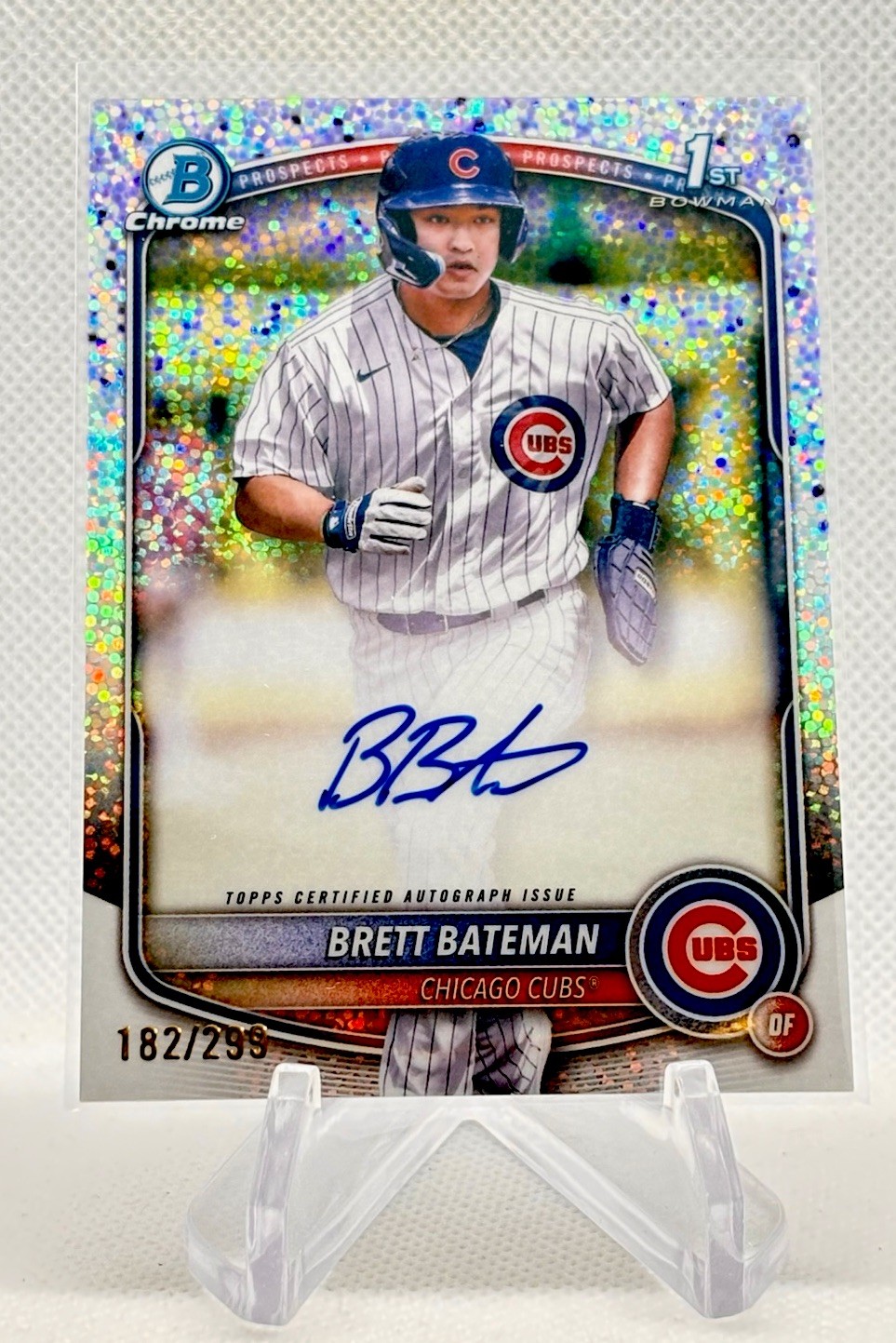 2025 Bowman Chrome Brett Bateman 1st Bowman Speckle Auto 182/299 #CPA-BBA - Cubs