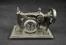 Vintage Timex Miniature Sewing Machine Pewter Desk Quartz Clock
