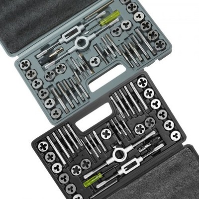 Tap and Die Set, 80-Piece Metric and SAE Standard, Bearing Steel Taps and Dies,