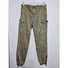 Michael Kors Cargo Jogger Pants Olive Green Zip Ankle Stretch Women's 10