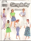 Culottes, Pants, Skirt Misses' PT-XL Simplicity 7174 Sewing Pattern UNCUT ©1991