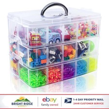 3-Tier Stackable Storage Container with 30 Adjustable Compartments for Crafts