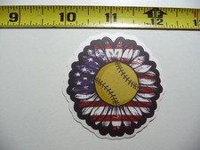 BASEBALL US USA FLAG FLOWER SMALL STICKER DECAL GAME ATHLETIC SPORTS GAME