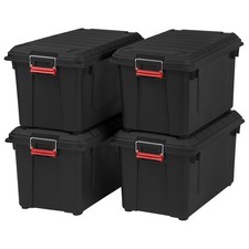 IRIS USA 21 Gal Store-It-All Plastic Storage Bins with Lids, Black/Black, 3 Pack