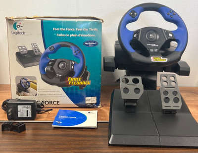 Logitech Force Feedback Steering Wheel & Pedals USB & PS2 All Cords Untested