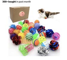 30Packs Cat Toys - Rainbow, Crinkle, Sparkle, Bell  Sisal Balls for All Cats,