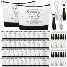 80 Pcs Employee Appreciation Gifts Canvas Cosmetic Bag Bulk Inspirational Mak...