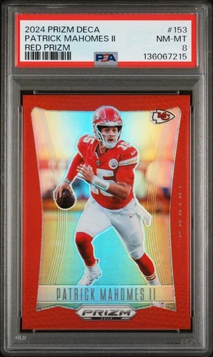 2024 PANINI PRIZM DECA RED PRIZM #153 PATRICK MAHOMES II 5/199 PSA 8