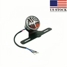 Black License Plate Bracket With Vintage Tail Brake Light 12v For Motorcycle