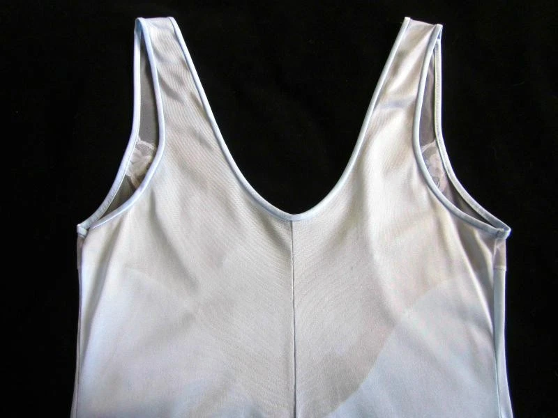 Vintage Nightgown + Robe Peignoir Set S Silky Blue Nylon Illusion Lace Bodice - Image 3 of 4