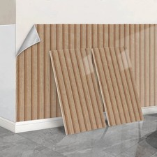10 PACK Self-Adhesive 3D Wood Slat PVC Cladding Wall Panels for Kitchen Bathroom