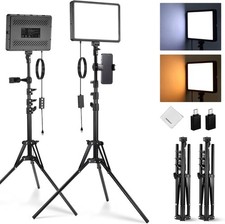 Basics 2 Pack LED Video Panel Lighting Kit, Bi Color 2700-6500K Dimmable Studio
