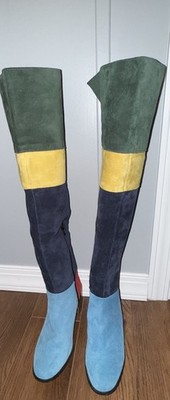 Anthropologie Color-Block Knee High boots Sold out,Rare,Suede, Soft Spain 36/5.5