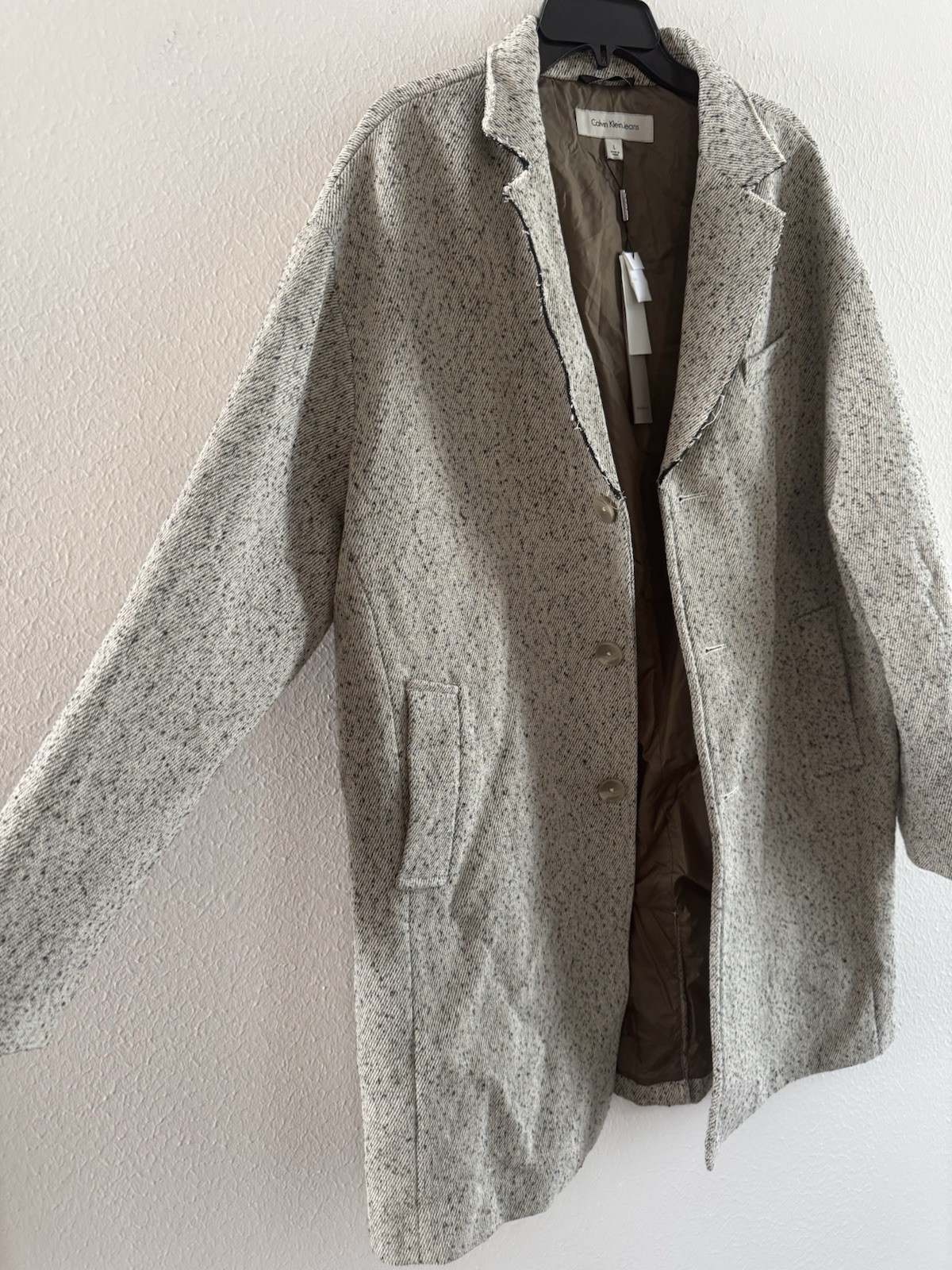 CALVIN‎ KLEIN JEANS coat Men's Crombie Oversized Coat Size large cedar bark NWT  thumbnail 7