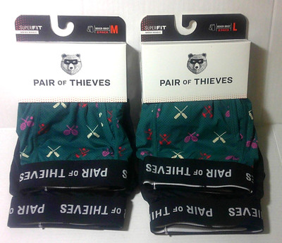 Pair of Thieves Men's Super Fit Boxer Briefs 2pr 1 Aqua w Sports print 1 Black