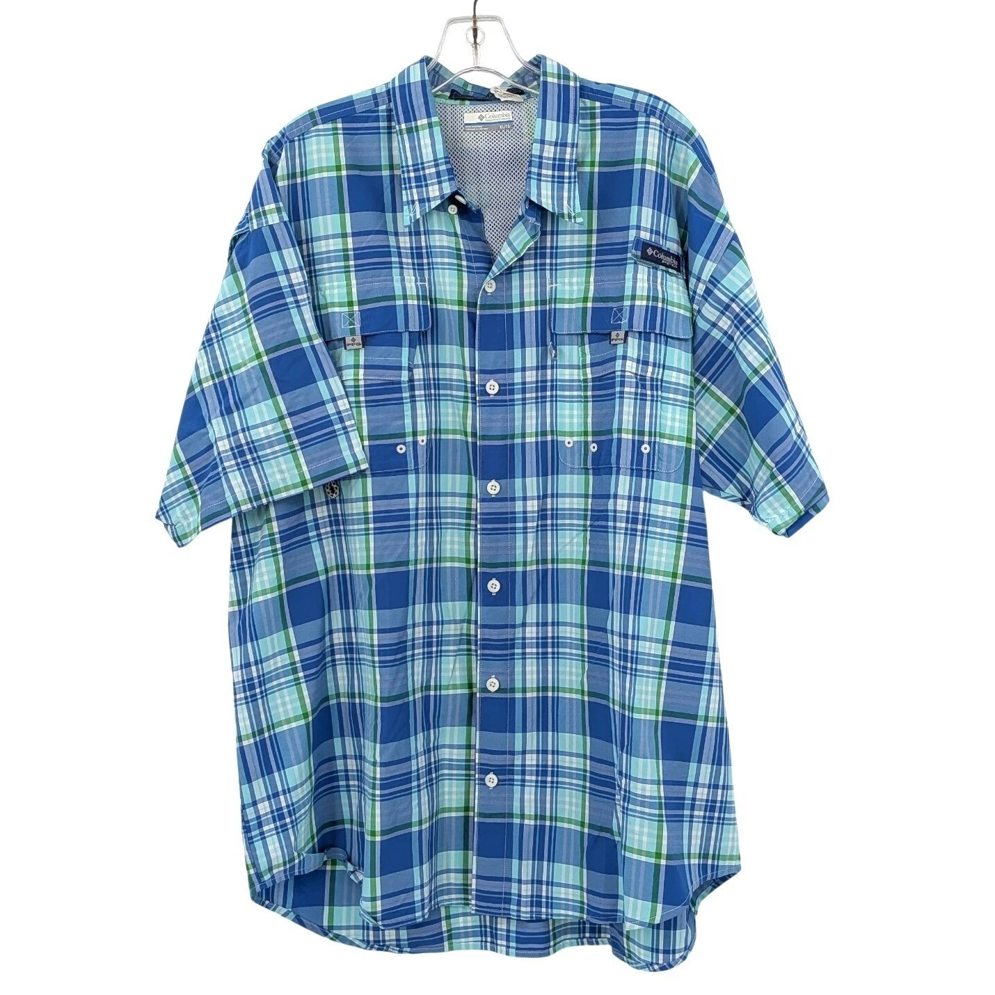 Columbia Super Bahama Fishing Shirt Plaid Vented Outdoor XL