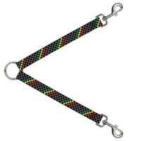 Dog Leash Splitter Checker Stripe Black/Gray/Rasta (Us Import)