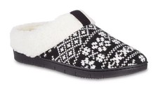 Isotoner Slippers Womens XL 9.5-10 Black Multi Memory Foam Sherpa Indoor Outdoor