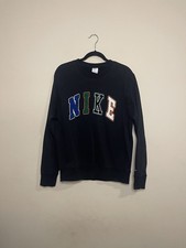 Nike Embroidered Logo Black Fleece Crewneck Pullover Men's Sweatshirt M