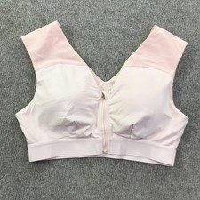 Tommie Copper Sports Bra Womens Large Pink Zip Front Mesh Support Activewear