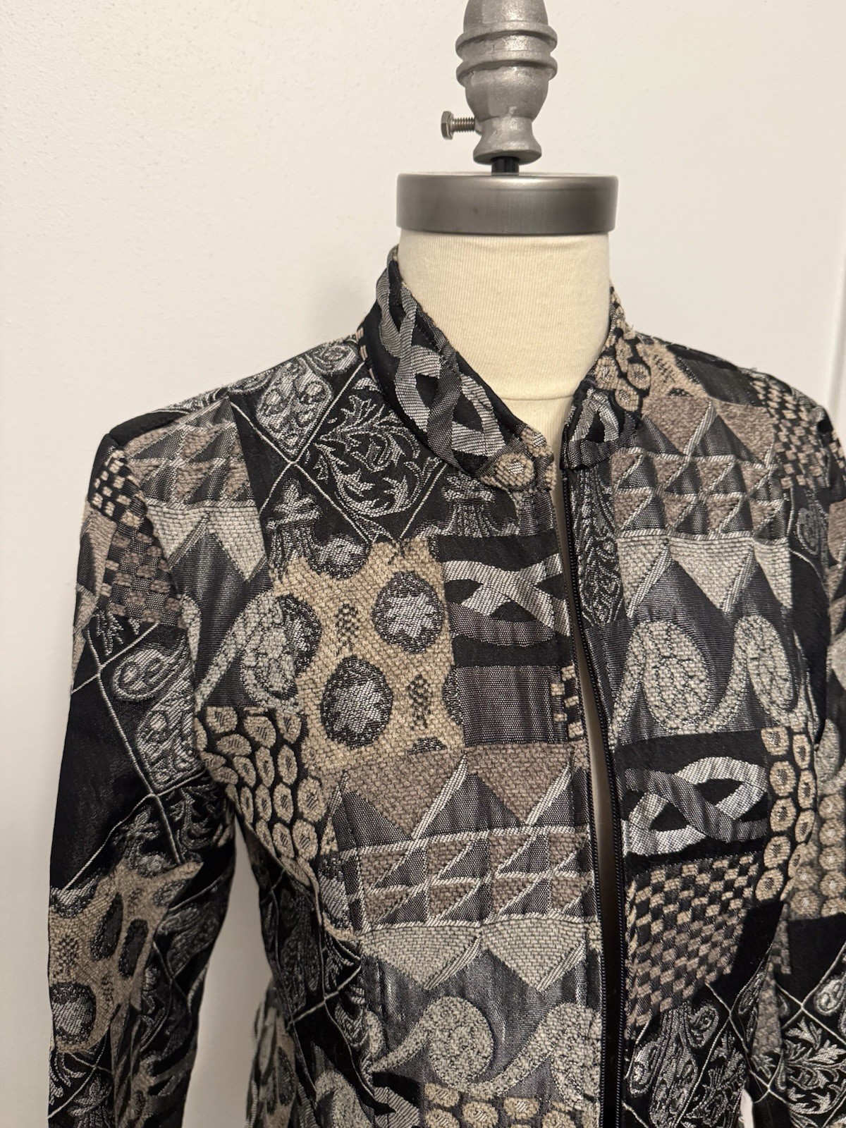 Dressbarn Small Silver Patchwork Tapestry Evening… - image 4