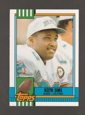 1990 Topps Traded #113T Keith Sims rookie card, Miami Dolphins All-Pro. rookie card picture