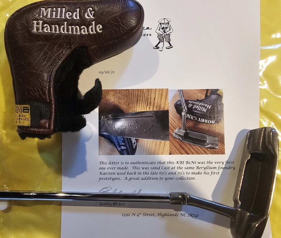 ULTRA RARE 1992 Handmade Bobby Grace KBI Scottsdale BeNi Putter - First One COA - Image 2 of 4