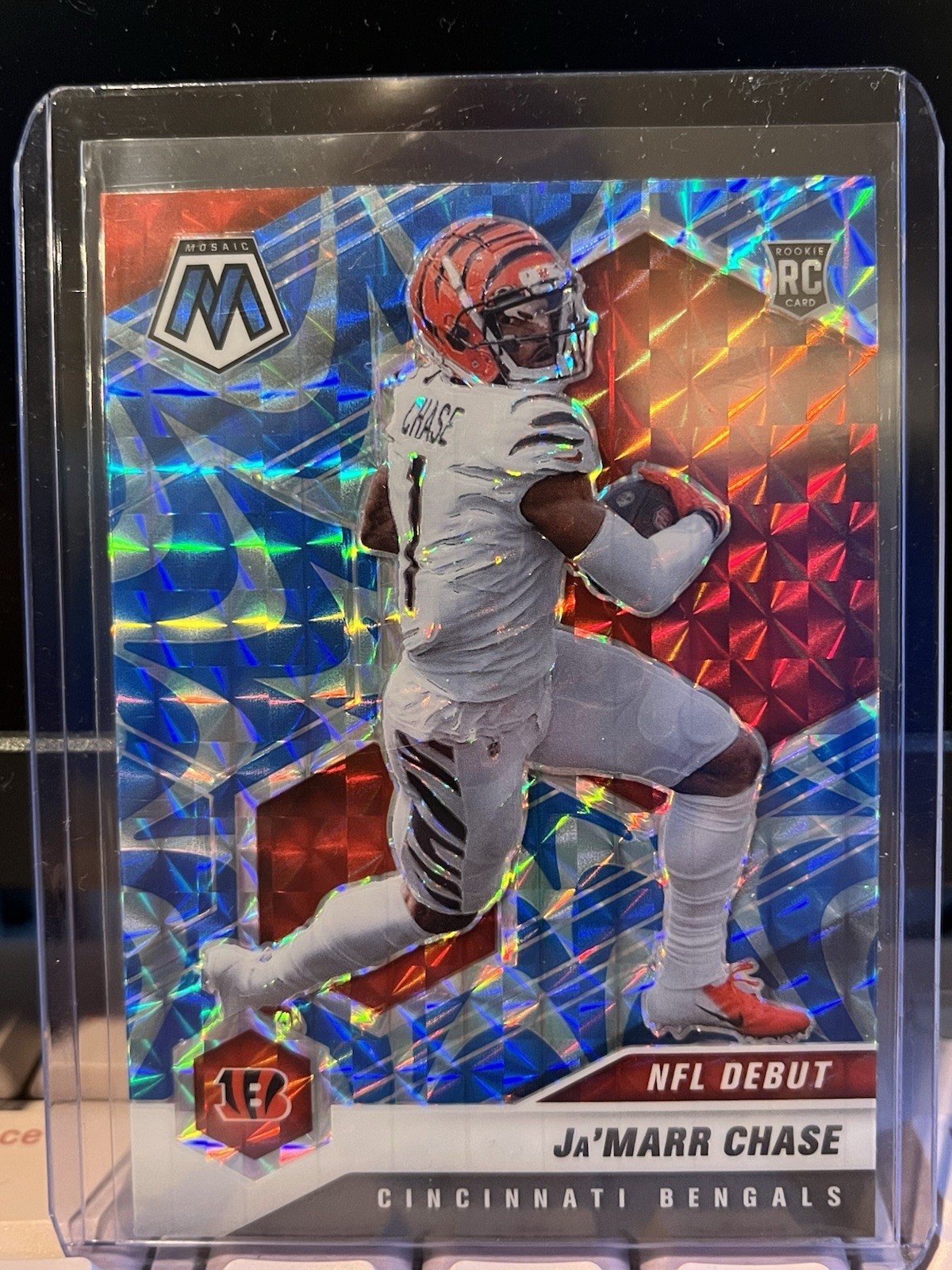 2021 Panini Mosaic Ja'Marr Chase #247 Blue Reactive Prizm