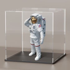 Acrylic Display Case with Black Base, Dust-Proof Showcase for Collectibles 8x8x8