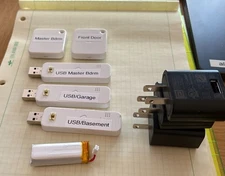 Lot of 5 Wireless Sensor Tags by CAO Gadgets (2 Std + 3 USB) w/ Adapters