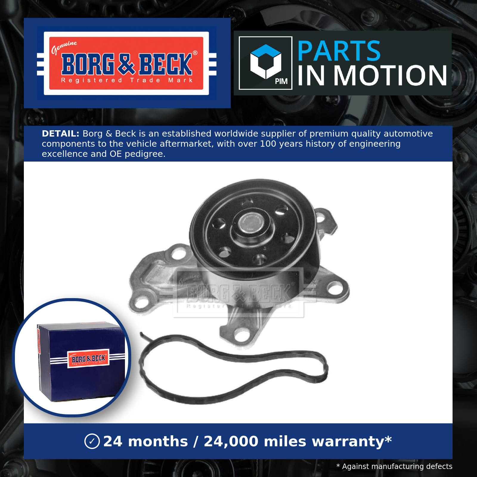 Water Pump BWP2341 Borg & Beck Coolant 1611550180 1623561980 1637834480 Quality