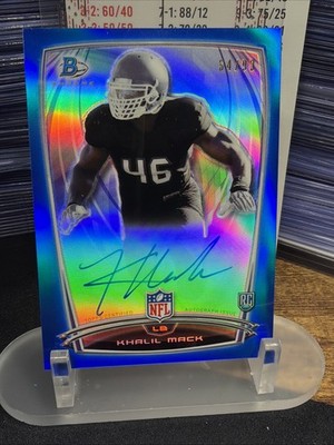   2014 Bowman Chrome Khalil Mack Rookie Auto Blue Chrome Refractor 64/99