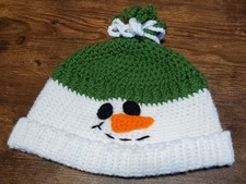 Hand Crocheted Adult Unisex Snowman Hat / Beanie Made in the USA Men's / Women's
