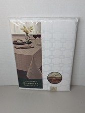 Bardwil Linens Chandler Spill Proof Microfiber Tablecloth 70" Round White