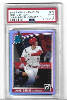 2018 Panini Chronicles Donruss Season Stat Line #272 Shohei Ohtani RC /332 PSA 9