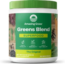 Greens Blend Superfood: Greens Powder Mix for Energy, with Organic Spirulina, Ch