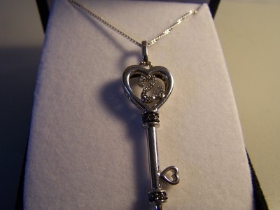 KAY JEWELERS JANE SEYMOUR 22 S/w DIAMANT SCHLÜSSEL ZU MEINEM HERZ ANHÄNGER & NEUE KETTE