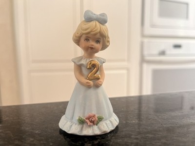 Vintage 1981 Enesco Porcelain Figurine Growing Up Birthday Girls Age 2 Blonde