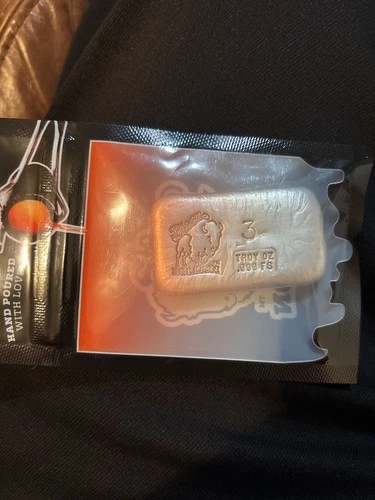 3 ounce silver bar bison bullion bar mint