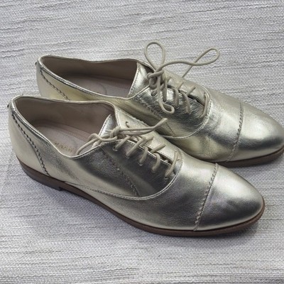 Cole Haan Grand 360 Gold Metallic Leather Oxford Shoes W20351 Womens 6B