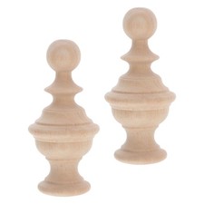 2 Pcs Wooden Finials Solid Wood Decorative Staircase Bedpost Railing Accessories
