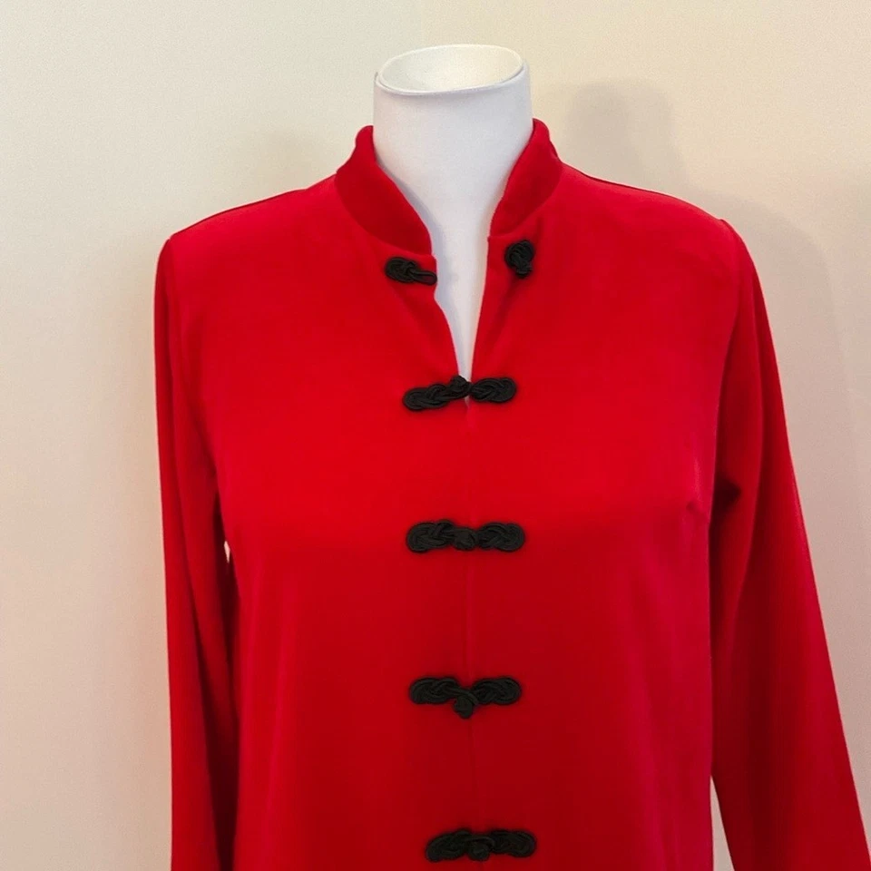 NWT Vintage Clio Scarlet Red Velour Tunic Jacket - Image 3 of 4