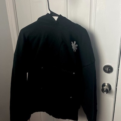 Lost Shadows Men s Black Pullover Hoodie L Graphic Logo Patch Fleece Cotton
