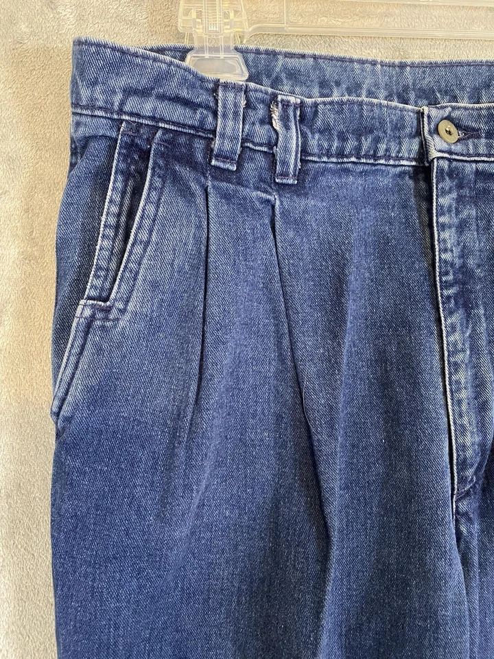 Pantalones Dockers De Colección Para Hombres 32x32 Azul Denim Plisado Cónico Chino EE. UU. 90s Preppy Foto 4 de 4