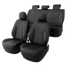 Universal Seat Covers Black Faux Leather Full Set Car Suv Truck Fit Nwt Universal Seat Covers Black Faux Leather Full Set Car Suv Truck Fit Nwt